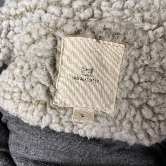 Thread and Supply Grey Sherpa 1/4 Zip Sweatshirt Women's Size L - Picture 4 of 6